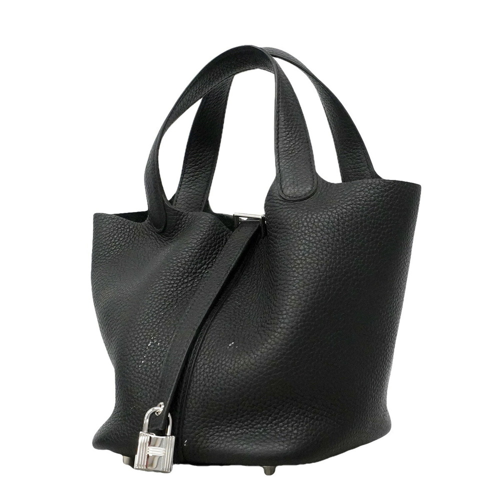 Hermes Picotin Lock PM handbag, Taurillon Clemence leather, black, D stamp, w...